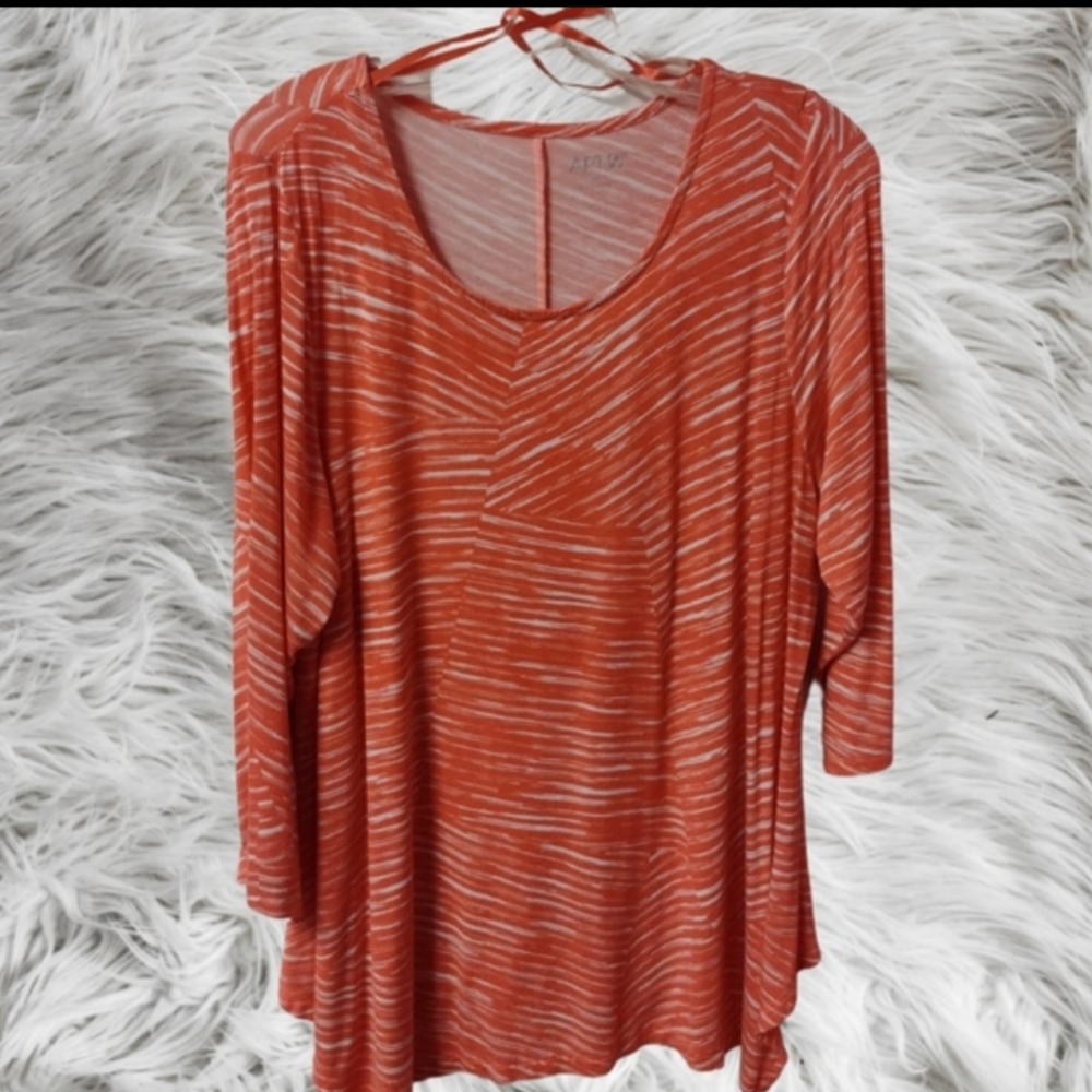 ⭐S) Apt. 9 Women’s Plus Orange Striped Top OX (2X/3X) – Lightweight Soft Knit